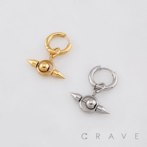 GOTHIC SPIKE BALL CHARM DANGLE 316L SURGICAL STEEL EARRING